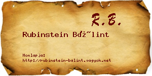 Rubinstein Bálint névjegykártya