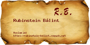 Rubinstein Bálint névjegykártya